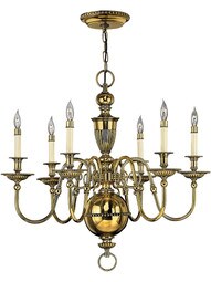 Cambridge 6 Light Chandelier in Solid Brass